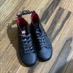 Marvel Men's Black Sneakers with Red Highlights